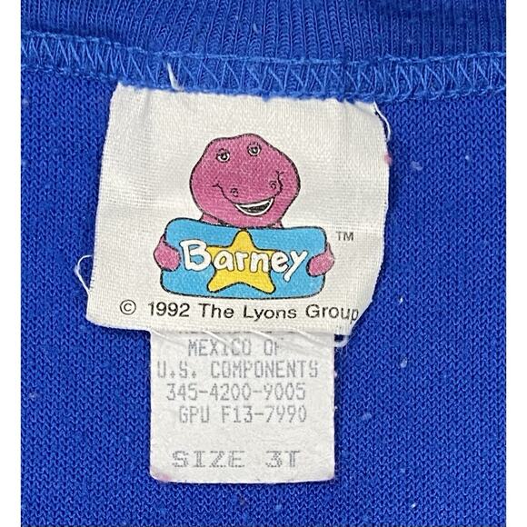 Vintage Barney Dinosaur Footed Zip Up Pajamas 90's Football 3T Lyons Group Flaws - Picture 3 of 13